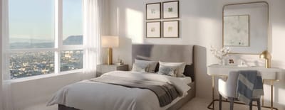 Bright and modern bedroom in a senior living facility