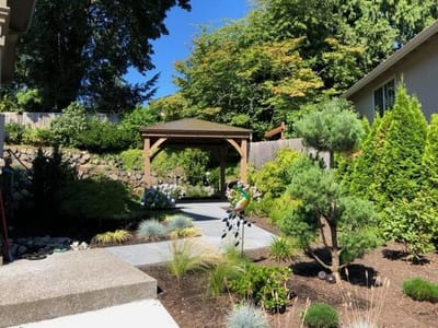 Beautifully landscaped outdoor space with gazebo