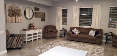 Cozy common area with seating and decor