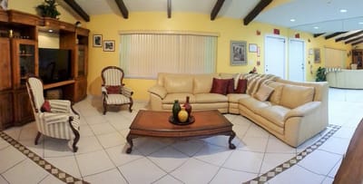 Interior view of a lounge area with seating