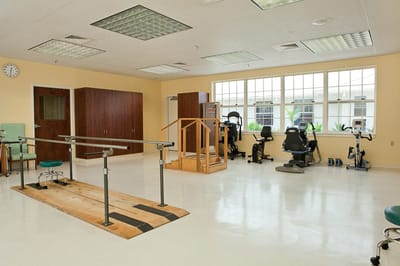 Interior rehabilitation area with equipment and bars