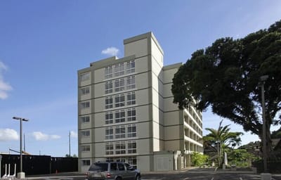 Exterior view of a senior living facility building