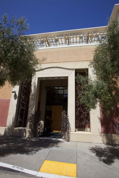 Exterior view of Rhoda Goldman Plaza entrance