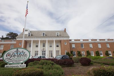 Exterior view of Portola Gardens assisted living facility