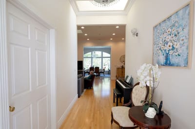 Interior corridor of a senior care facility.