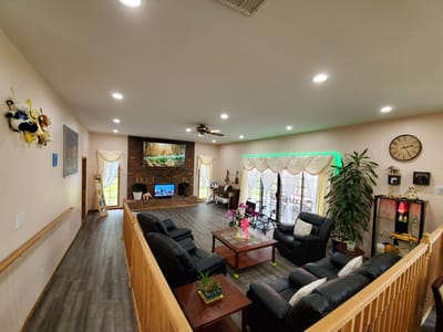Bright common area with comfortable seating