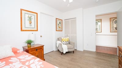 Bright and inviting private resident room interior