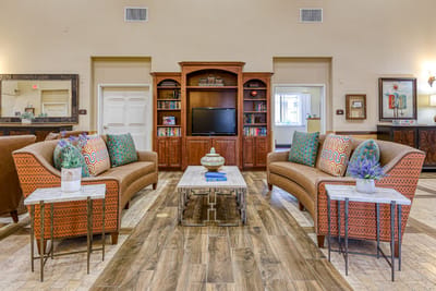Comfortable common area with seating and decor