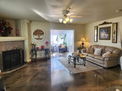 Comfortable living room with decorative touches