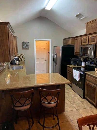 Interior view of a well-lit kitchen area