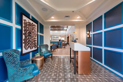 Bright and welcoming lobby area with seating