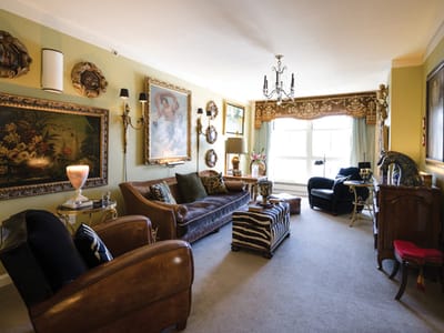 Elegant common area with vintage decor and furniture
