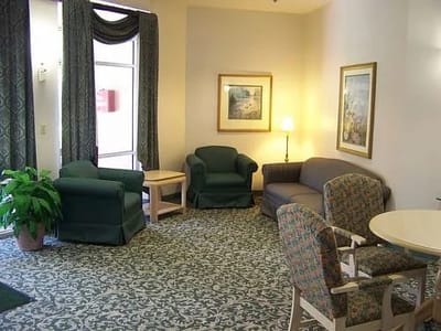Cozy lounge area with seating and decor