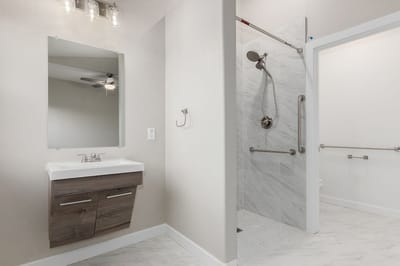 Modern bathroom setup in assisted living facility