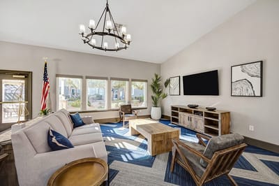 Bright and welcoming common area with seating