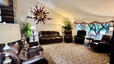 A cozy common area with comfortable seating