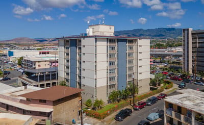 Aerial view of Waipahu Tower building in Hawaii
