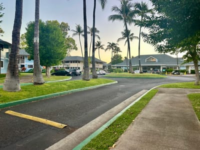 View of the facility entrance and surrounding landscape