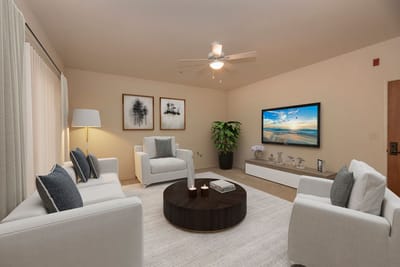 Bright interior living room with modern furniture