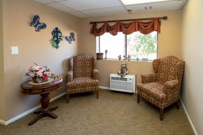 Cozy seating area in a senior living facility