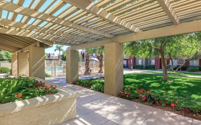 Beautiful outdoor garden area with walkway