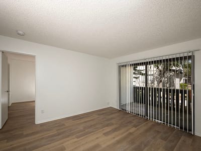 Bright interior living space with sliding glass door