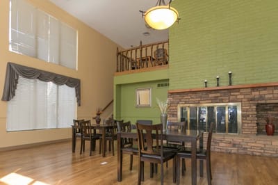 Interior common area with tables and seating