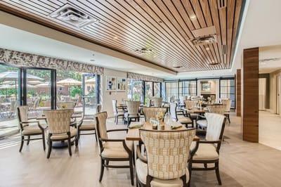Bright dining room area with stylish seating