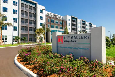 Exterior view of The Gallery senior living community