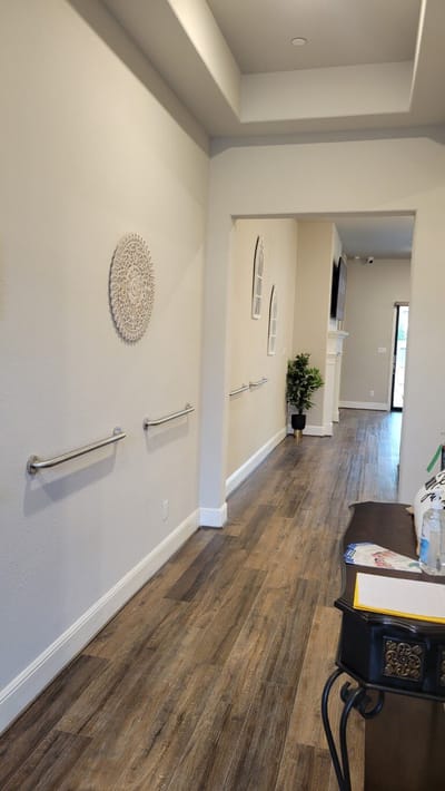 Interior hallway with handrails and decor