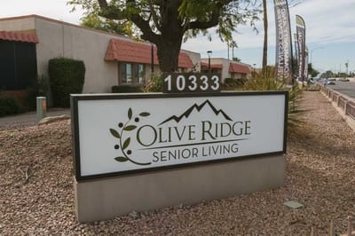 Facility exterior sign for Olive Ridge Senior Living