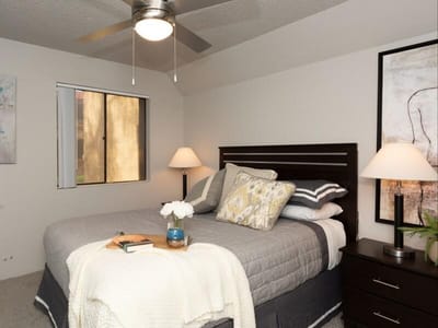 Cozy bedroom setup in a senior living space