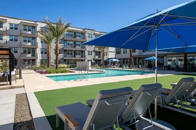 Enjoyable outdoor pool area with seating
