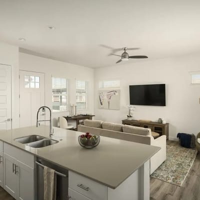 Bright interior living space with modern decor