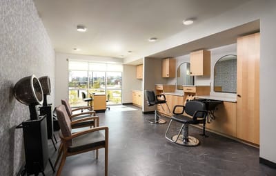 Interior view of a salon in a senior living facility