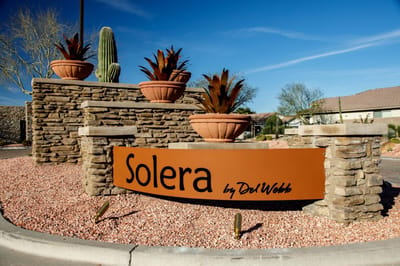 Exterior entrance sign of Solera at Johnson Ranch
