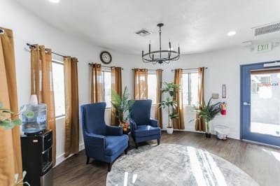 Interior common area with seating and plants