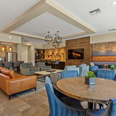 Comfortable common area with seating and decor