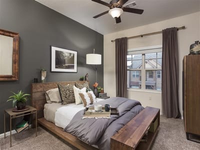 Stylish bedroom interior in a senior living facility