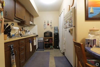 A view of a cozy kitchen area