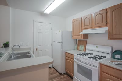 Bright kitchen area with modern appliances