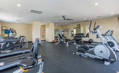 Well-equipped gym in a senior living facility
