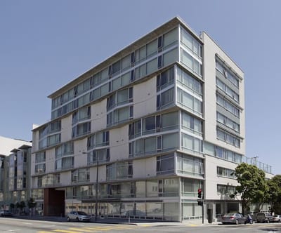 Exterior view of a modern senior living building
