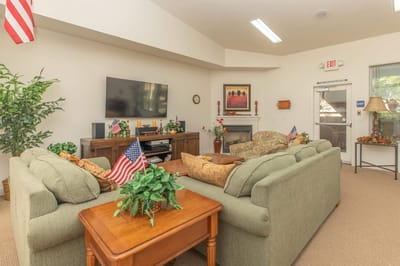 Cozy common area with sofas and decor