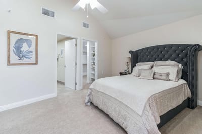 Cozy and well-decorated private bedroom in assisted living facility