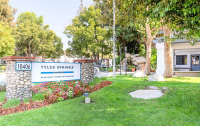 Exterior view of the Tyler Springs Apartment Community entrance