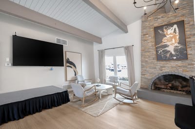 Bright and welcoming common area with seating