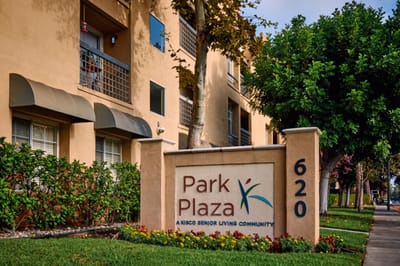 Exterior sign of Park Plaza senior living community