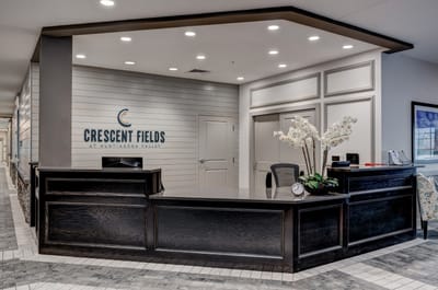Interior view of the reception area at Crescent Fields