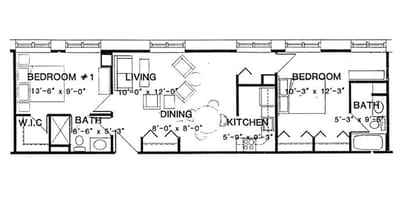 Architectural floor plan of a residential layout